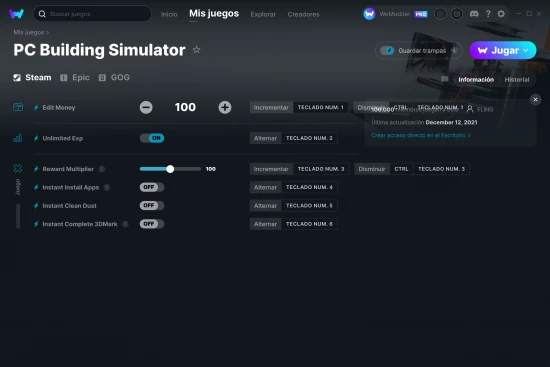 captura de pantalla de las trampas de PC Building Simulator