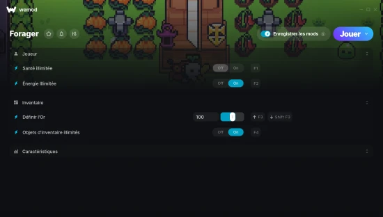 Capture d’écran des cheats pour Forager