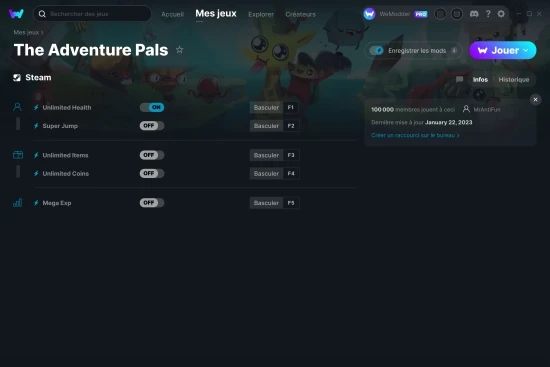 Capture d'écran de triches de The Adventure Pals