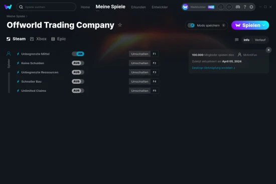 Offworld Trading Company Cheats Screenshot