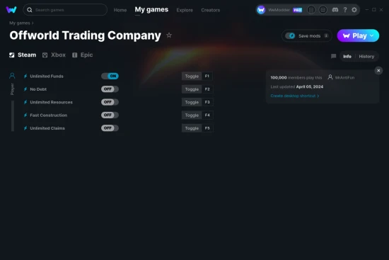Offworld Trading Company cheats screenshot