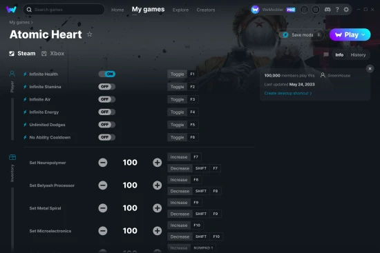 Atomic Heart cheats screenshot