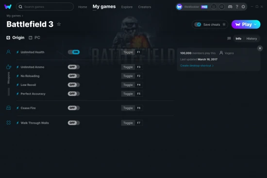 Battlefield 3 cheats screenshot