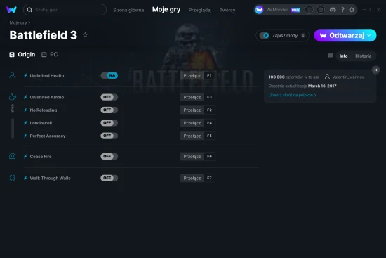 cheaty Battlefield 3 zrzut ekranu