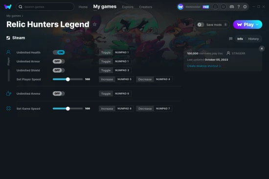Relic Hunters Legend cheats screenshot