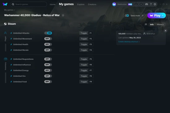 Warhammer 40,000: Gladius - Relics of War cheats screenshot