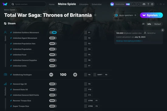 Total War Saga: Thrones of Britannia Cheats Screenshot