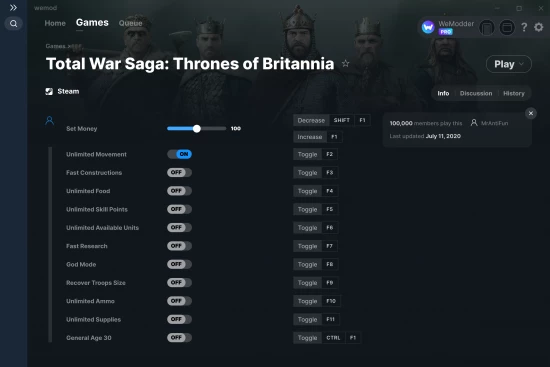 Total War Saga: Thrones of Britannia cheats screenshot