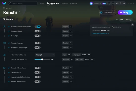 Kenshi cheats screenshot