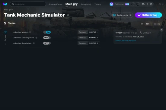 cheaty Tank Mechanic Simulator zrzut ekranu
