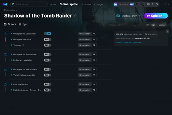 Shadow of the Tomb Raider Cheats Screenshot