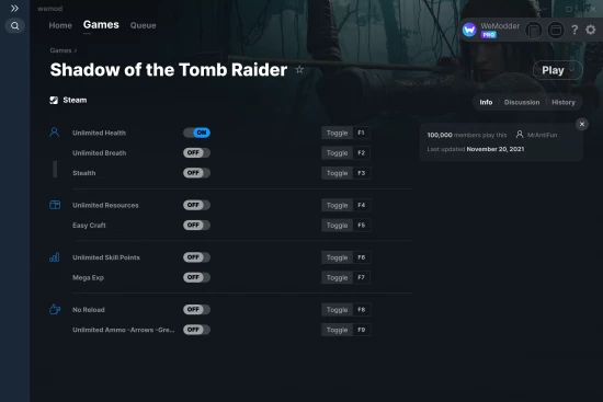 Shadow of the Tomb Raider cheats screenshot