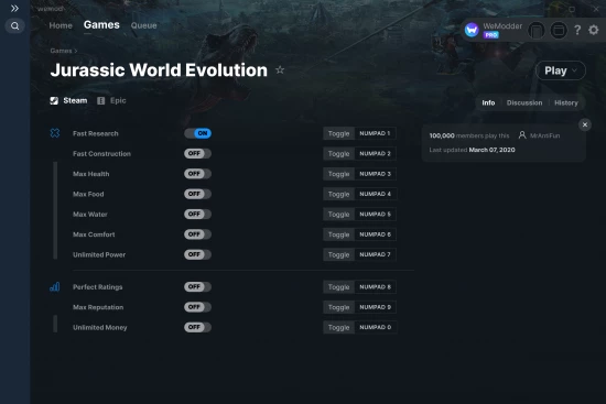 Jurassic World Evolution cheats screenshot