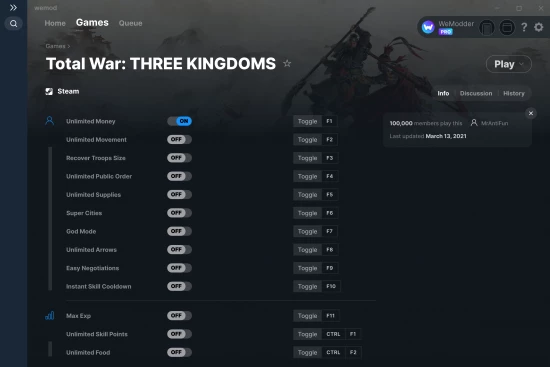 Total War: THREE KINGDOMS cheats screenshot