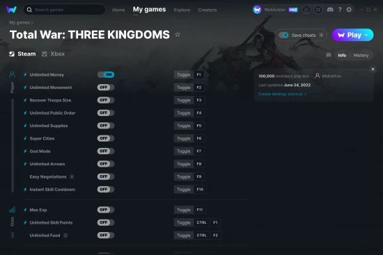 Total War: THREE KINGDOMS cheats screenshot
