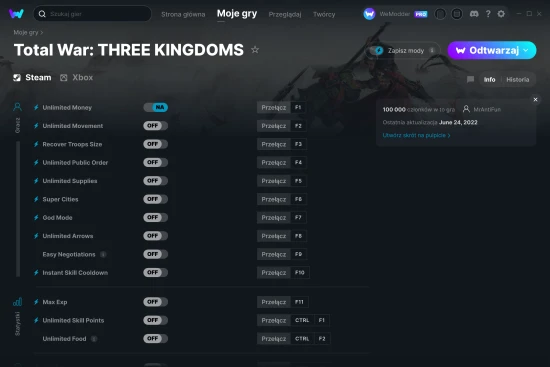 cheaty Total War: THREE KINGDOMS zrzut ekranu