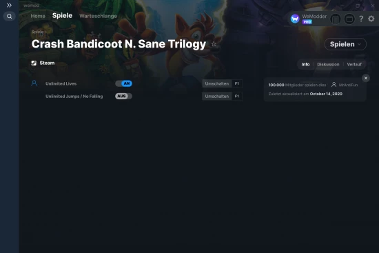 Crash Bandicoot N. Sane Trilogy Cheats Screenshot