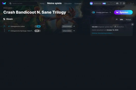 Crash Bandicoot N. Sane Trilogy Cheats Screenshot