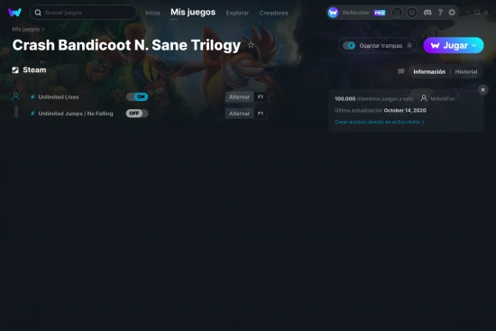 captura de pantalla de las trampas de Crash Bandicoot N. Sane Trilogy