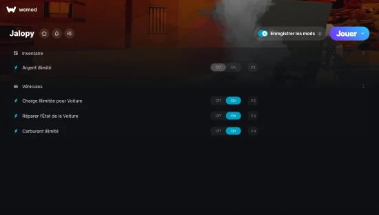 Capture d’écran des cheats pour Jalopy