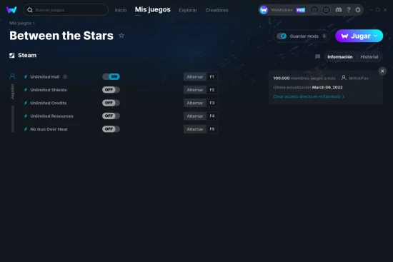 captura de pantalla de las trampas de Between the Stars