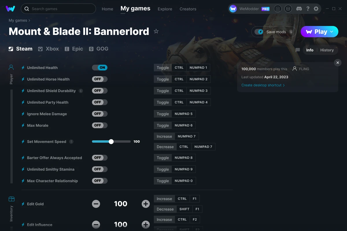 bannerlord 2 cheats pc