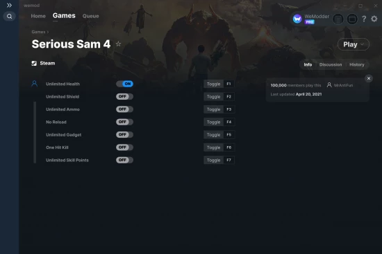Serious Sam 4 cheats screenshot