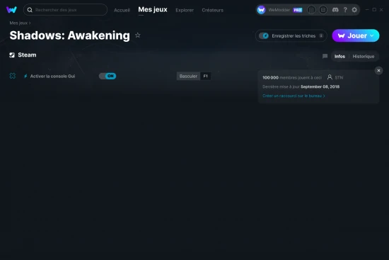 Capture d'écran de triches de Shadows: Awakening
