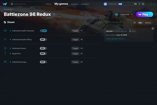 Battlezone 98 Redux cheats screenshot