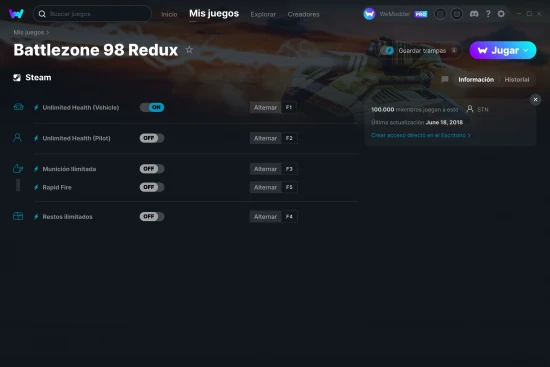 captura de pantalla de las trampas de Battlezone 98 Redux
