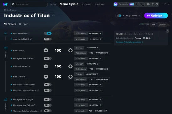 Industries of Titan Cheats Screenshot