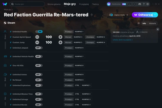 cheaty Red Faction Guerrilla Re-Mars-tered zrzut ekranu