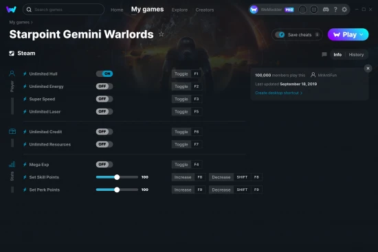 Starpoint Gemini Warlords cheats screenshot