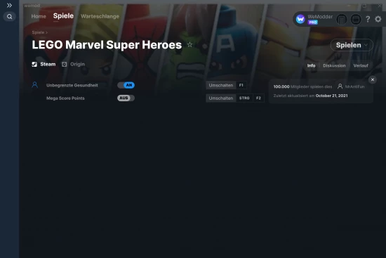 LEGO Marvel Super Heroes Cheats Screenshot