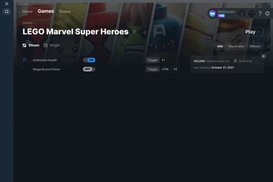 LEGO Marvel Super Heroes cheats screenshot