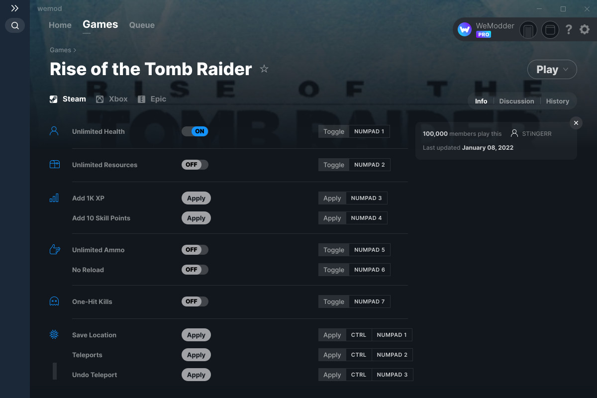 rise of the tomb raider trainer 1.0.767.2