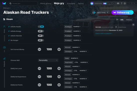 cheaty Alaskan Road Truckers zrzut ekranu