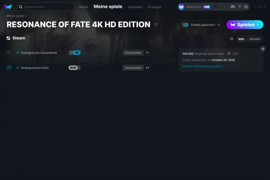 RESONANCE OF FATE 4K HD EDITION Cheats Screenshot