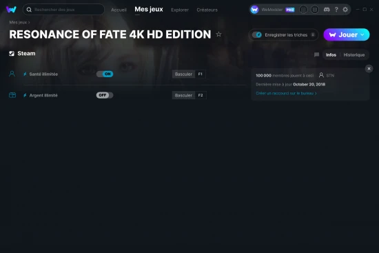 Capture d'écran de triches de RESONANCE OF FATE 4K HD EDITION