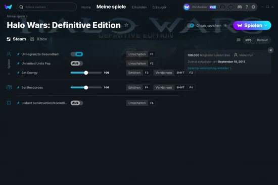 Halo Wars: Definitive Edition Cheats Screenshot