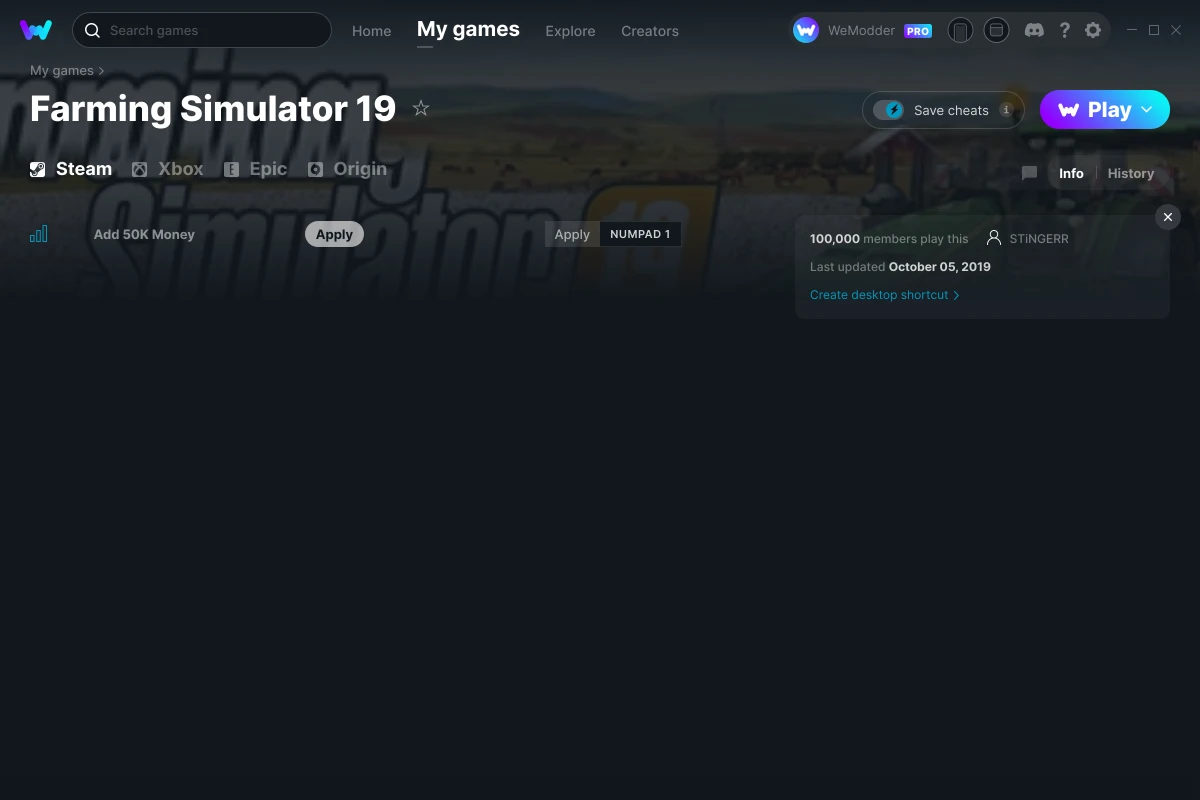 Farming Simulator 19 cheats screenshot