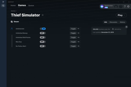 Thief Simulator cheats screenshot