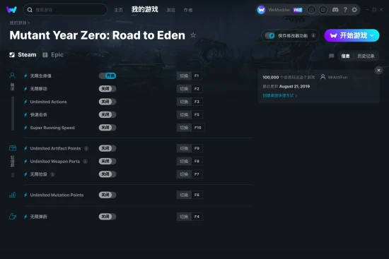 Mutant Year Zero: Road to Eden 修改器截图