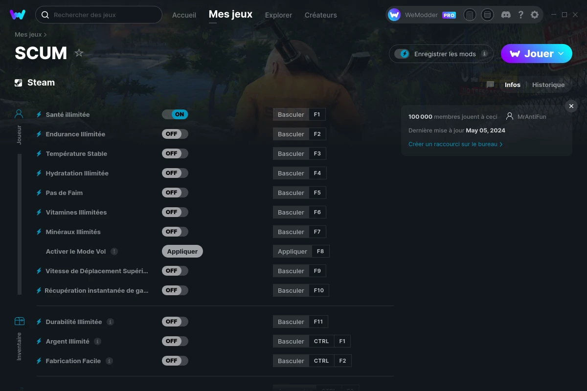 SCUM Triches et Trainers pour PC | WeMod