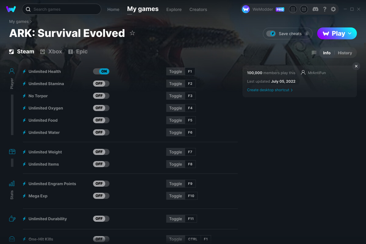 ARK Survival Evolved Cheats and Trainer for Xbox Trainers WeMod