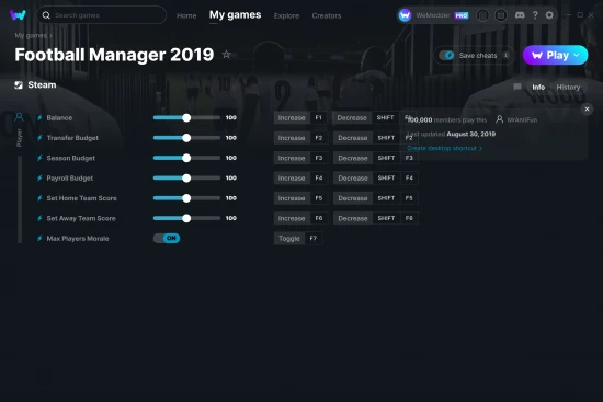 Football Manager 2019 cheats screenshot
