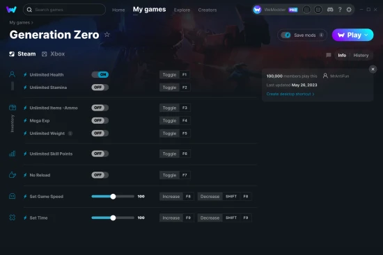 Generation Zero cheats screenshot