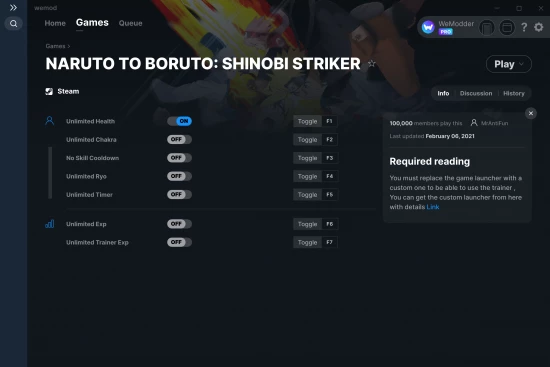 NARUTO TO BORUTO: SHINOBI STRIKER cheats screenshot