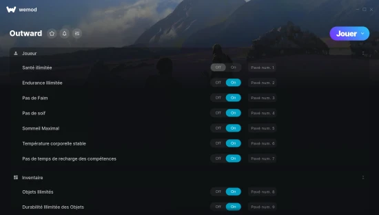 Capture d’écran des cheats pour Outward