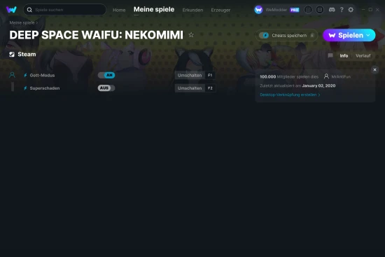 DEEP SPACE WAIFU: NEKOMIMI Cheats Screenshot